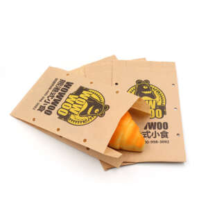 tin tie kraft bakery paper bag for custom bread and coffee packaging