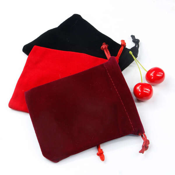 black flannel drawstring bracelet jewelry gift pouch - product presentation