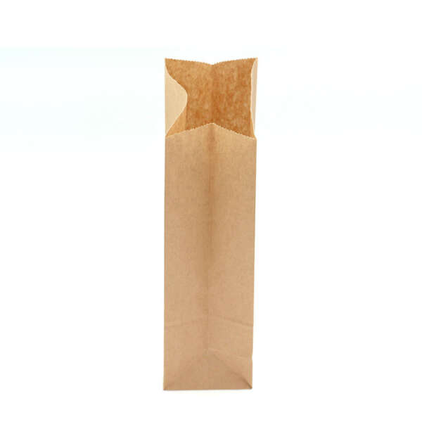 thin brown kraft take out food bag showing lightweight takeout format, custom print and food packaging sizing