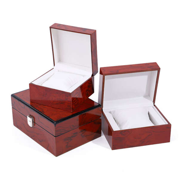 wooden waterproof travel watch gift case with custom logo - front view