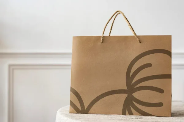 brown kraft Christmas shopping gift paper bag with custom printing view 2