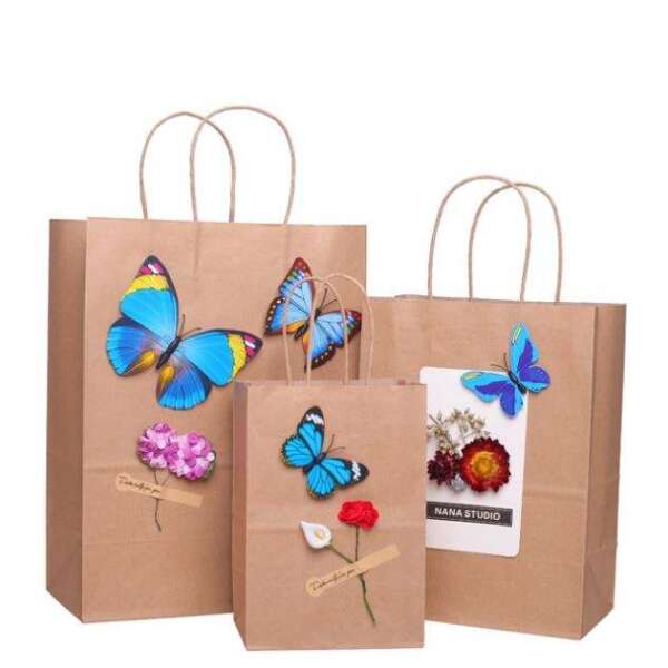 brown kraft paper DIY brown kraft gift paper bag with logo printing detail