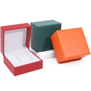 PU leather flip travel watch gift box for quartz watch packaging - front view