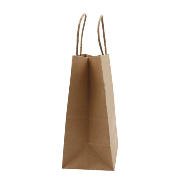 Printed eco brown kraft gift bag with handles for branded paper packaging
