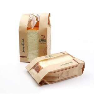 kraft paper flat bottom SOS lunch snack paper bag with logo print detail