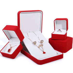 PU leather necklace and ring jewelry packaging box view 1