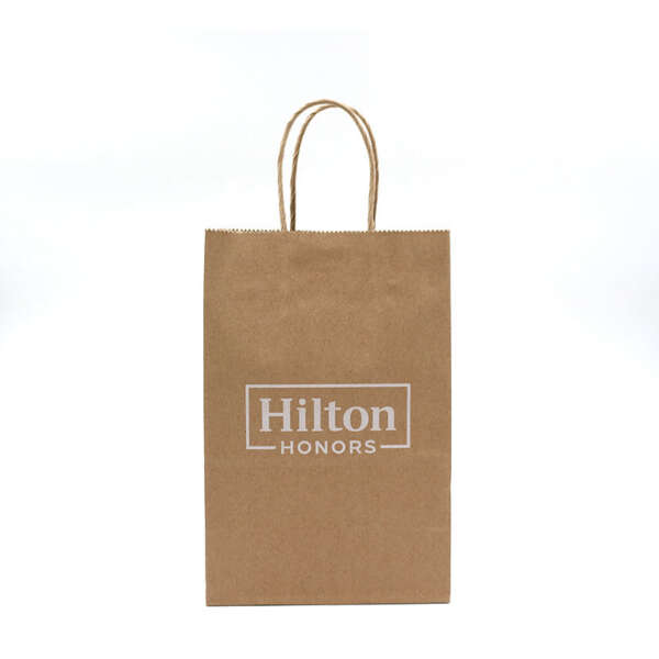 eco recycled kraft takeaway paper bag with handles for food packaging - bulk packaging use