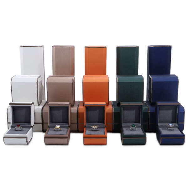 elegant PU leather jewelry packaging box for ring necklace bracelet view 1