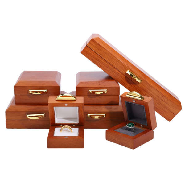 Wood color bracelet necklace box for retail presentation