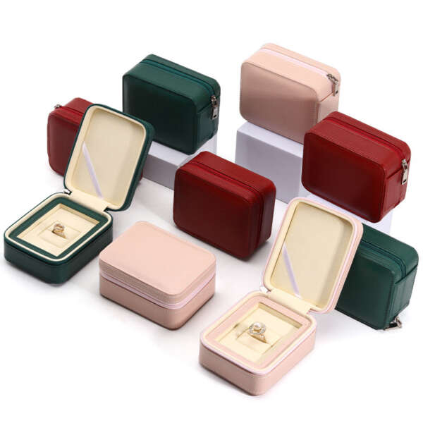 leather jewelry storage packaging box for rings necklaces earrings view 1
