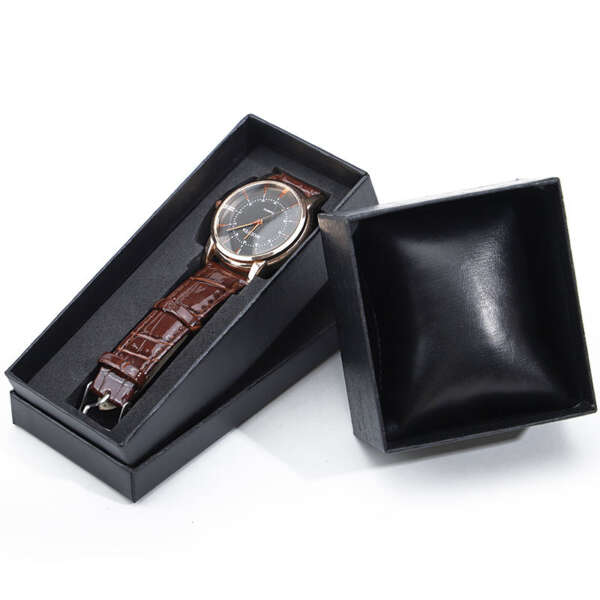 crocodile texture paper watch box with pillow insert - retail display