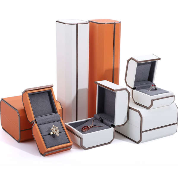elegant PU leather jewelry packaging box for ring necklace bracelet view 5