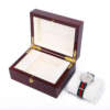 custom logo wooden watch box with pillow jewelry packaging - front view