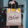 kraft paper coffee delivery kraft rope handle bag with logo printing detail