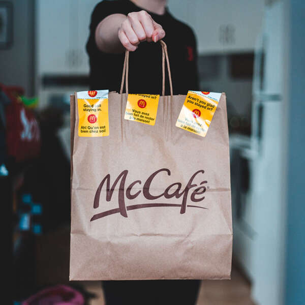 kraft paper coffee delivery kraft rope handle bag with logo printing detail