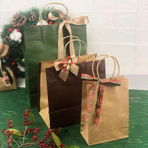 colorful printed kraft shopping paper bag with custom logo for retail packaging