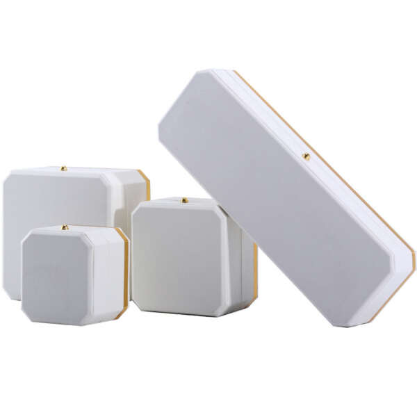 white octagonal PU leather jewelry box for bracelet necklace ring view 5
