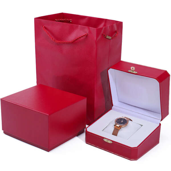 flip leather travel watch box with matching tote bag - detail view