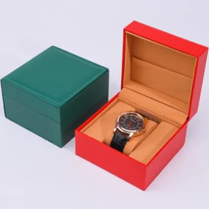 flip open PU leather watch travel case with custom logo - detail view
