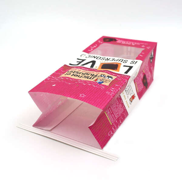 decorative merchandise paper bag with clear window for retail display - custom logo option