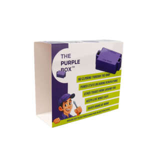printed purple paper card sleeve for power product packaging - front view