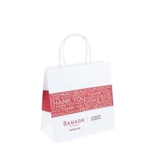 recycled white kraft paper bag for coffee tea and gift packaging - front view