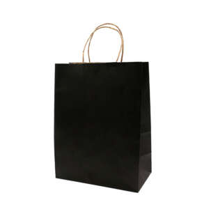 black kraft luxury shopping paper bag with flexo printed logo view 2