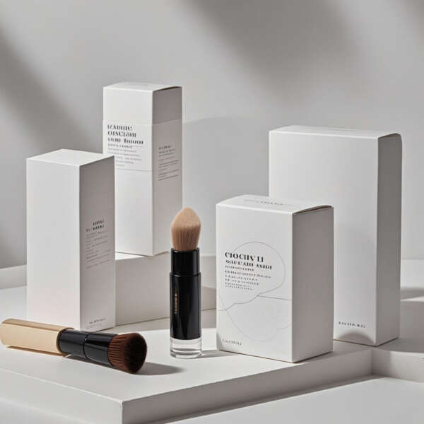 recycled paper skin care set lotion brush packaging box - front view