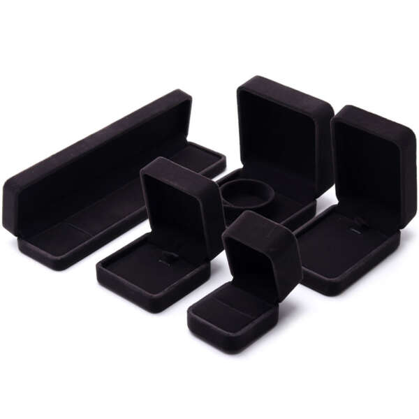 square dark custom logo printed jewelry ring box - custom logo option