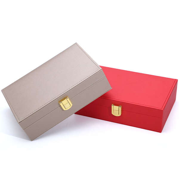 right angle PU leather jewelry box for ring earrings pendant necklace view 3