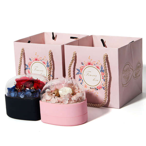 heart shaped flower jewelry gift box with packaging - retail display