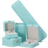 sky blue crown leather jewelry box for bracelet pendant necklace ring - front view