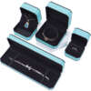 cyan leather custom logo jewelry box for necklace earrings - detail view
