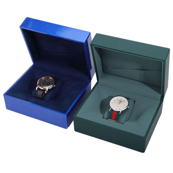 clamshell luxury watch box with custom material packaging - gift packaging