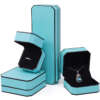 cyan leather custom logo jewelry box for necklace earrings - gift packaging