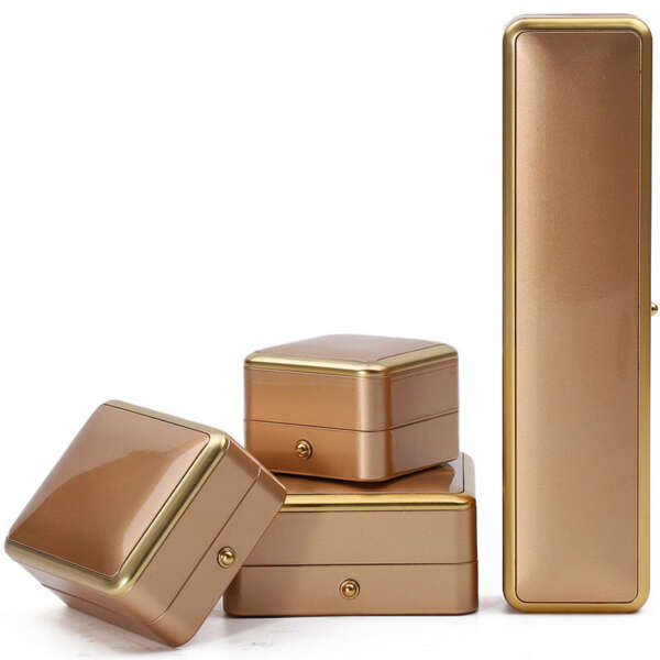 gold LED jewelry organizer box with light for bracelet necklace earrings ring - retail display