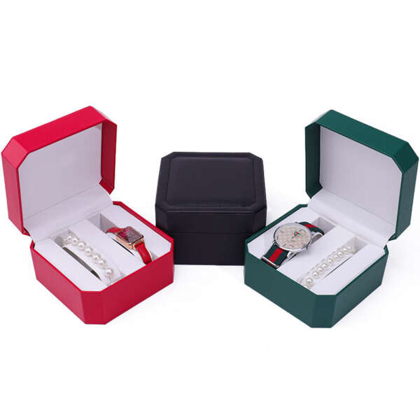 custom logo travel watch gift box with white plastic inside - product presentation