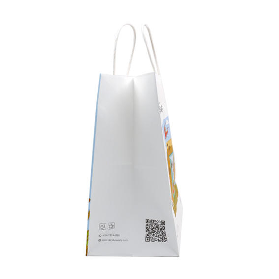 CMYK kraft gift paper bag production sample with export carton support