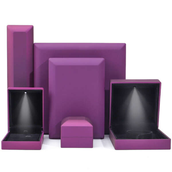 purple LED ring jewelry box with white light for earrings necklace bracelet - front view
