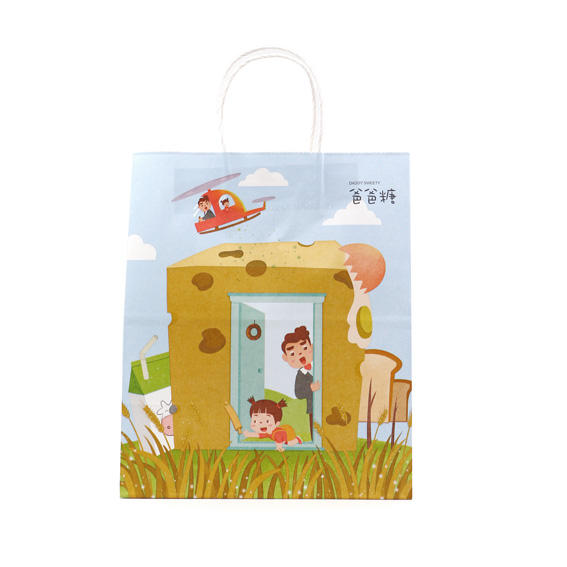 Wholesale CMYK kraft gift paper bag for custom paper packaging orders