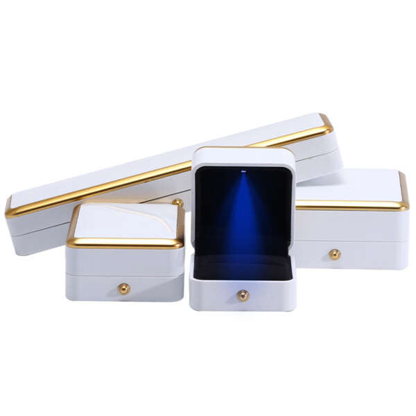 white LED square jewelry packaging box for necklace ring view 2