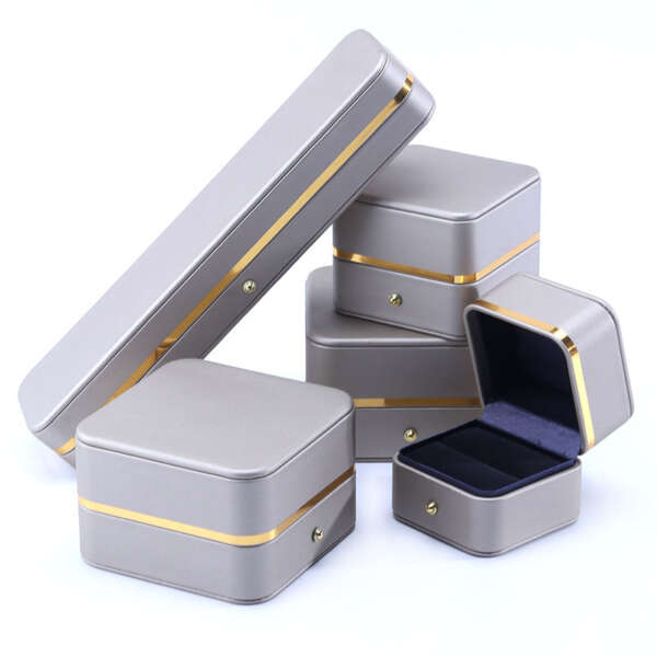 gold high grade leather jewelry gift box for bracelet necklace watch ring view 6