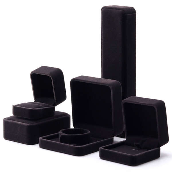 square dark custom logo printed jewelry ring box - front view