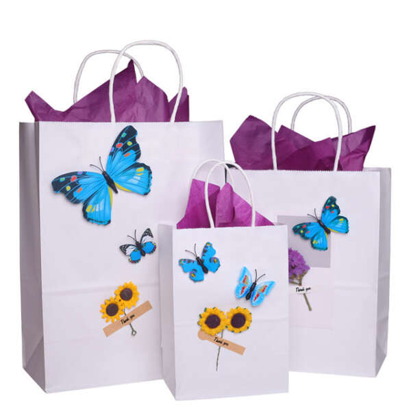 Wholesale recycled brown kraft shopping gift bag for custom paper packaging orders