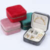 square portable zipper jewelry storage box for earrings necklace pendant - open display view
