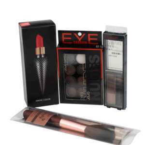 foldable cosmetic brush printed paper box with plastic window - front view