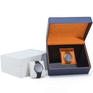 PU leather watch case gift packaging box with jewelry display - detail view