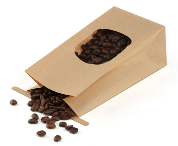 biodegradable nude kraft flat bottom coffee bean paper bag without handle image 4