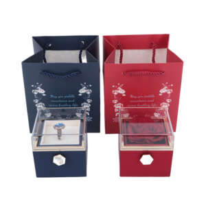 preserved soap rose Valentine ring jewelry gift box - front view