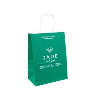 reusable kraft carrier handle shopping bag with logo print view 1